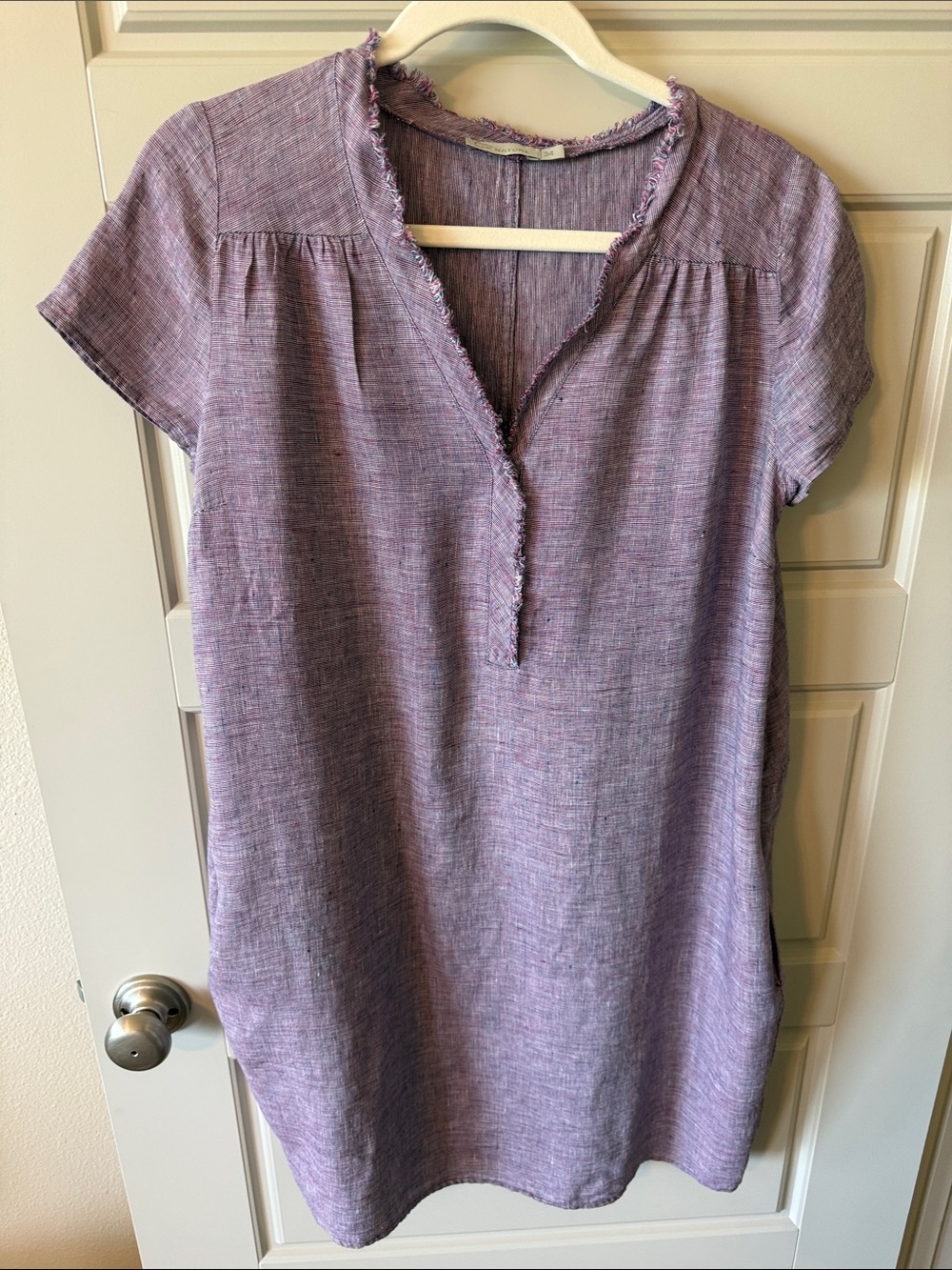 GR Nature V-Neck Linen Lavender Short-Sleeve Tunic
